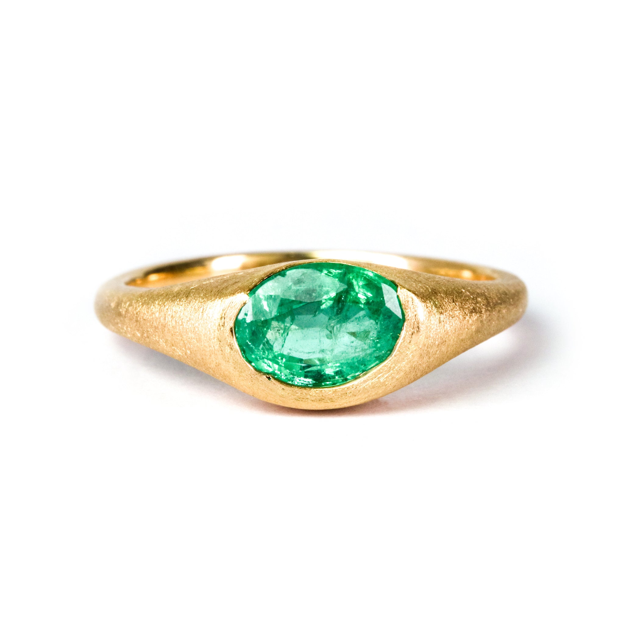 Hugging Ring with Stone No. 1 - Oval Emerald (1.07 ct), Solid 14k Gold | ONE-OF-A-KIND