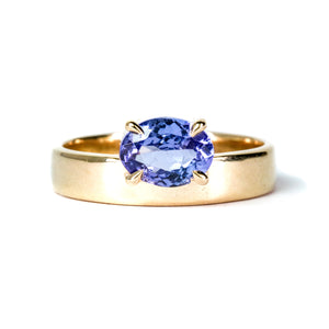 Band Ring with Stone No. 7 - Oval Tanzanite (1.2 ct), Solid 14k Gold | ONE-OF-A-KIND
