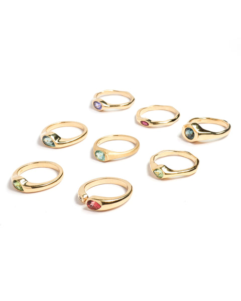 Open Embrace Ring with Stones No. 2 - Pear Rose Tourmaline (0.475 ct) and Diamond, Solid 14k Gold | ONE-OF-A-KIND