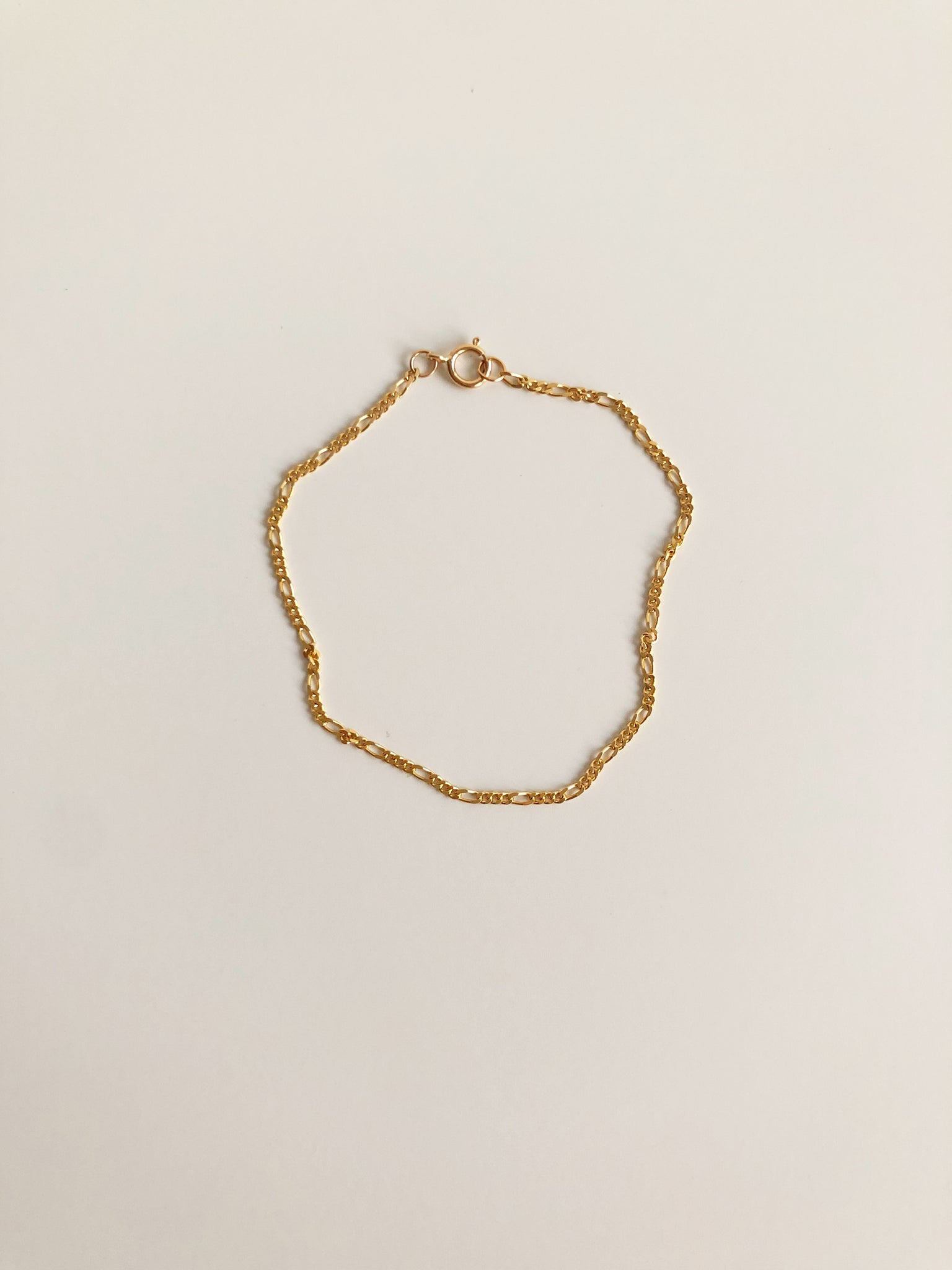 Everyday Thin Figaro Chain Necklace / Bracelet, Solid 14k Gold