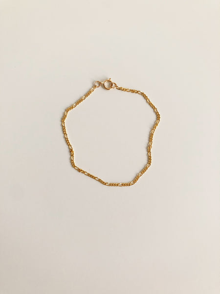 Everyday Thin Figaro Chain Necklace / Bracelet, Solid 14k Gold