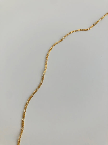 Everyday Thin Figaro Chain Necklace / Bracelet, Solid 14k Gold