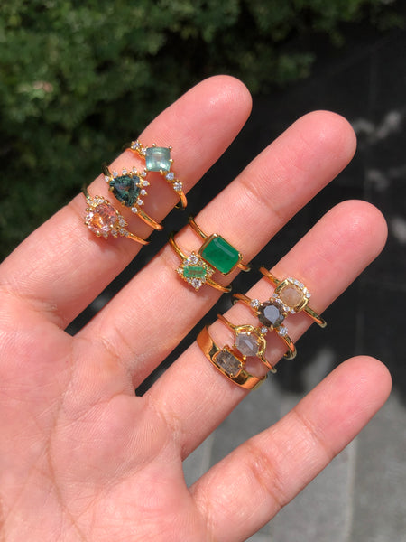 Half Bezel Ring No. 1 - Octagon Emerald (1.58 ct), Solid 14k Gold | ONE-OF-A-KIND