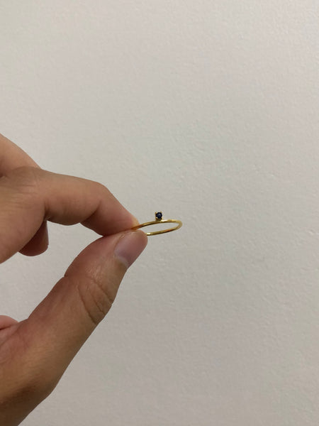 Tiny Misaligned Stone Ring, Solid 14k Gold