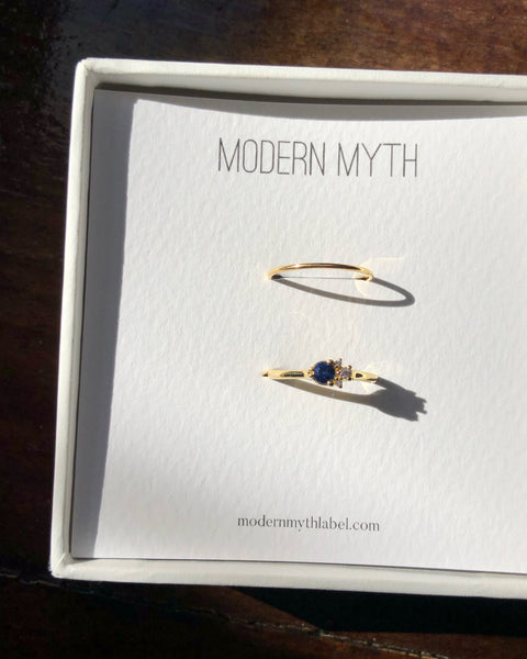 Ring with Round Sapphire and Diamonds, Solid 14k Gold | FEW-OF-A-KIND (5068192022572)