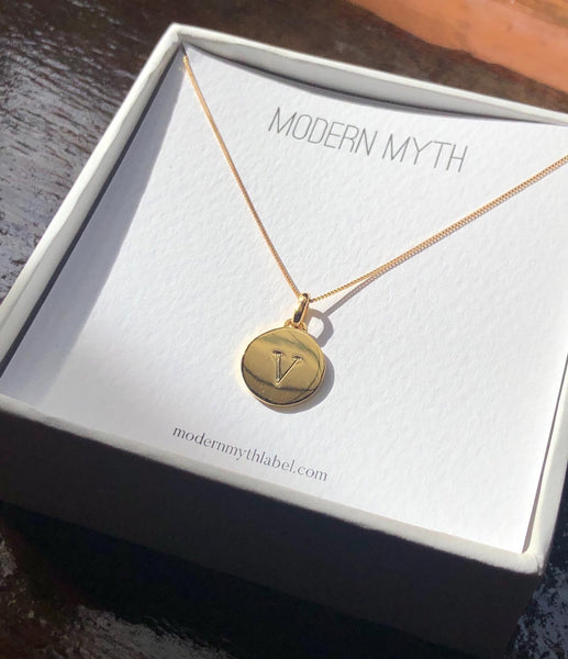 Disc Pendant Necklace, Solid Gold, Free Engraving (5275507851308)