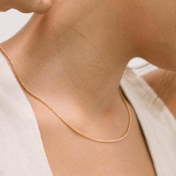 Everyday Petite Cuban Chain Necklace, Solid 18k Gold