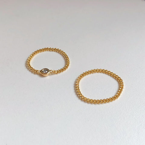 Petite Cuban Chain Ring, Solid 18k Gold | MM x Kimi (5068219908140)