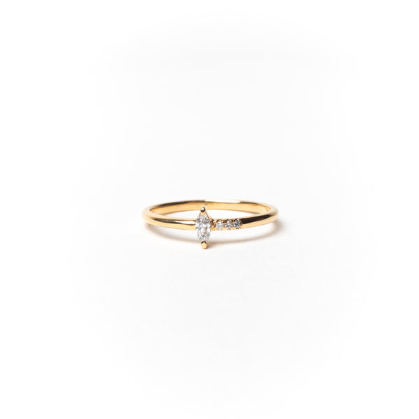 Slim Ring with Marquise and Round Diamonds, Solid 14k Gold | LIMITED (5068193726508)
