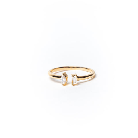 Open Ring with Marquise and Baguette Diamonds, Solid 14k Gold | LIMITED (5068193529900)