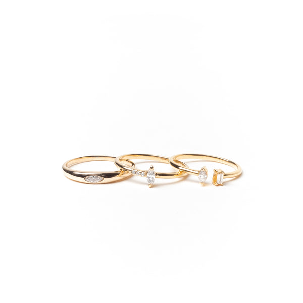 Slim Ring with Marquise and Round Diamonds, Solid 14k Gold | LIMITED (5068193726508)