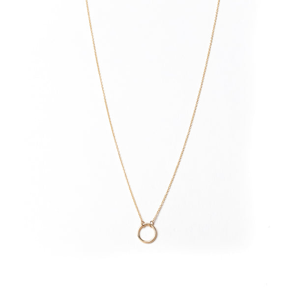 Mini Circle Necklace, Solid 18k Gold (5275505360940)