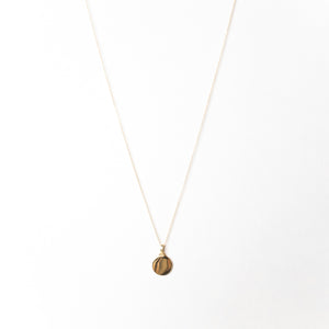 Disc Pendant Necklace, Solid Gold, Free Engraving (5275507851308)