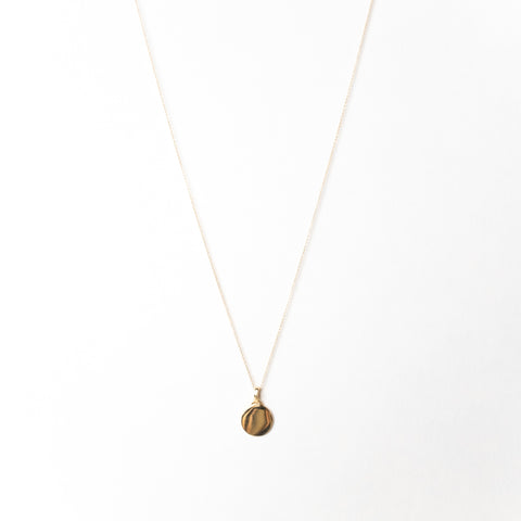 Disc Pendant Necklace, Solid Gold, Free Engraving (5275507851308)