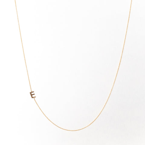 Slanted Mini Initial Necklace, Solid 18k Gold (5068194349100)