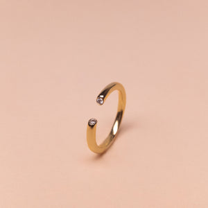 Tube Ring with Diamonds, Solid 14k Gold