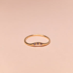 Mini Curve Diamond Ring, Solid 14k Gold