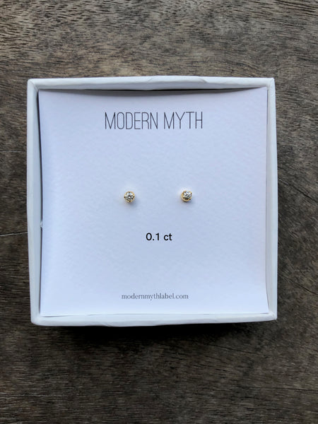 Diamond Stud Earrings, Solid 14k Gold, Single / Pair