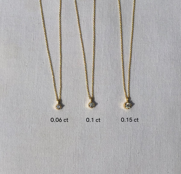 Floating Diamond Necklace, Solid 18k Gold