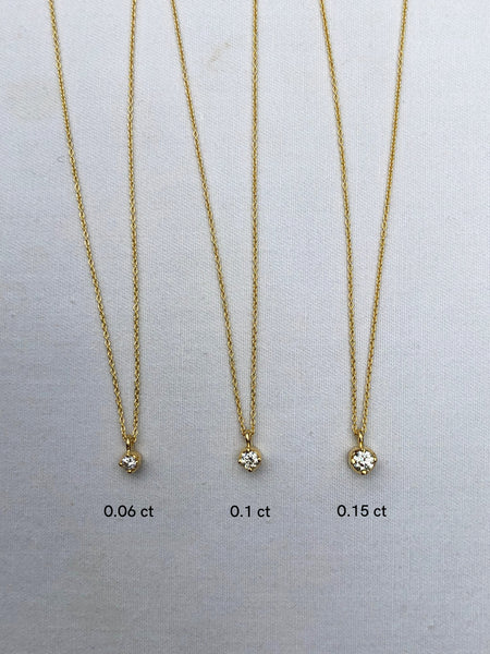 Floating Diamond Necklace, Solid 18k Gold