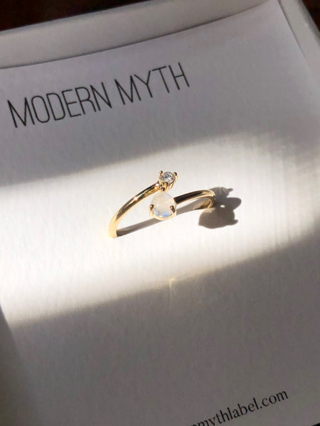 Crossover Diamond & Stone Ring, Solid 14k Gold