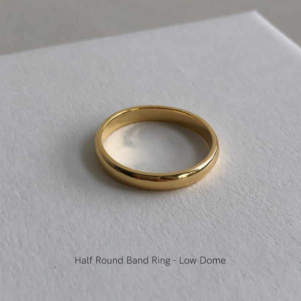 Half Round Band Ring (Low & High Dome), Solid 14k Gold