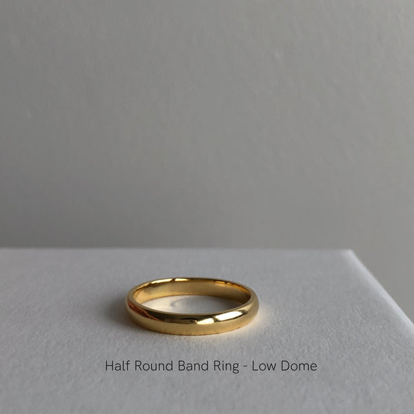 Half Round Band Ring (Low & High Dome), Solid 14k Gold