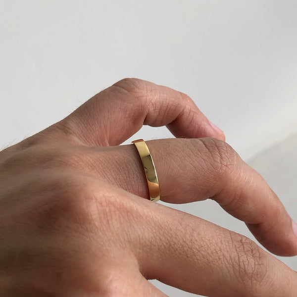 Flat Band Ring, Solid 14k Gold