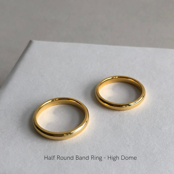 Half Round Band Ring (Low & High Dome), Solid 14k Gold