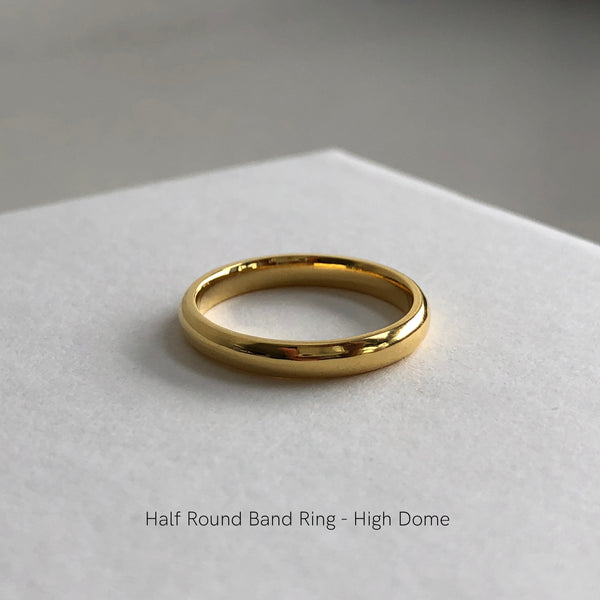 Half Round Band Ring (Low & High Dome), Solid 14k Gold