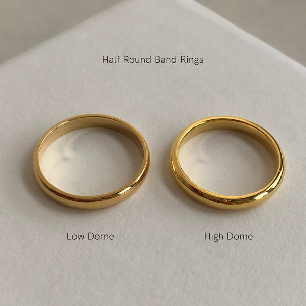 Half Round Band Ring (Low & High Dome), Solid 14k Gold