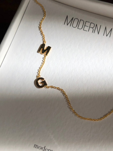 Multiple Initials Necklace, Solid 18k Gold