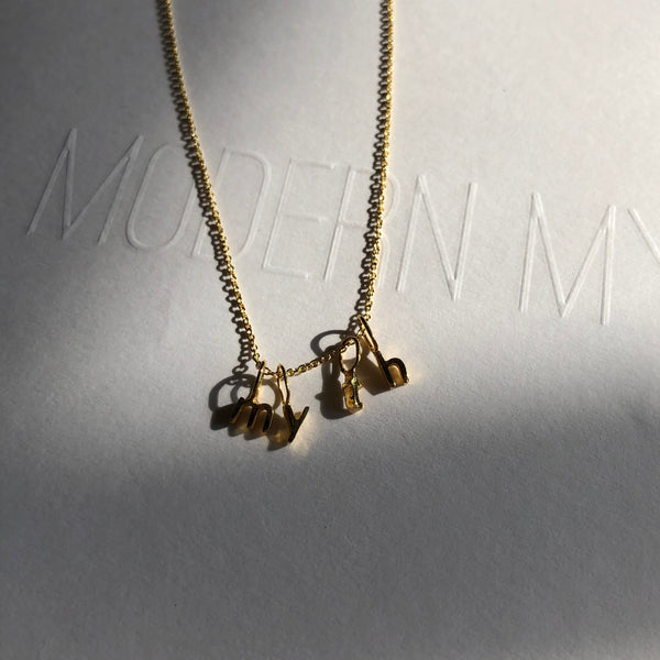 Tiniest Alphabet Pendant Necklace, Solid Gold