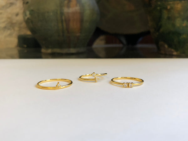 Double Diamond Ring, Solid 14k Gold (5396177780780)