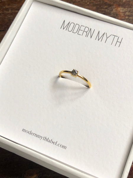 Ring with Round Salt & Pepper Diamond, Solid 14k Gold | LIMITED