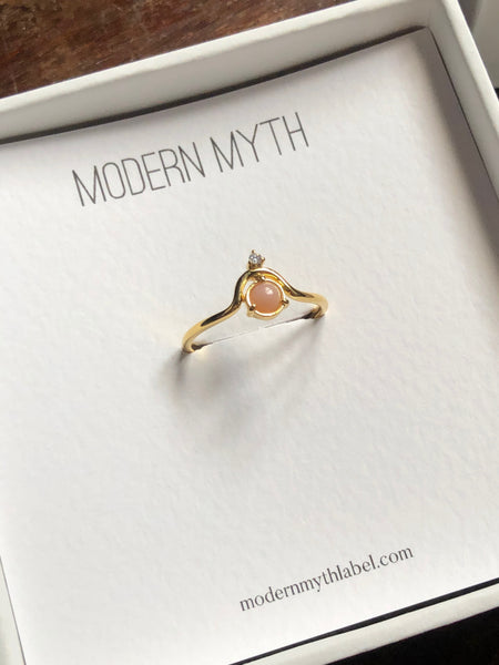Double Detour Diamond & Stone Ring, Solid 14k Gold