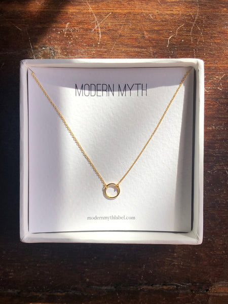 Mini Circle Necklace, Solid 18k Gold