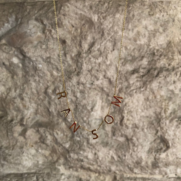 Multiple Initials Necklace, Solid 18k Gold