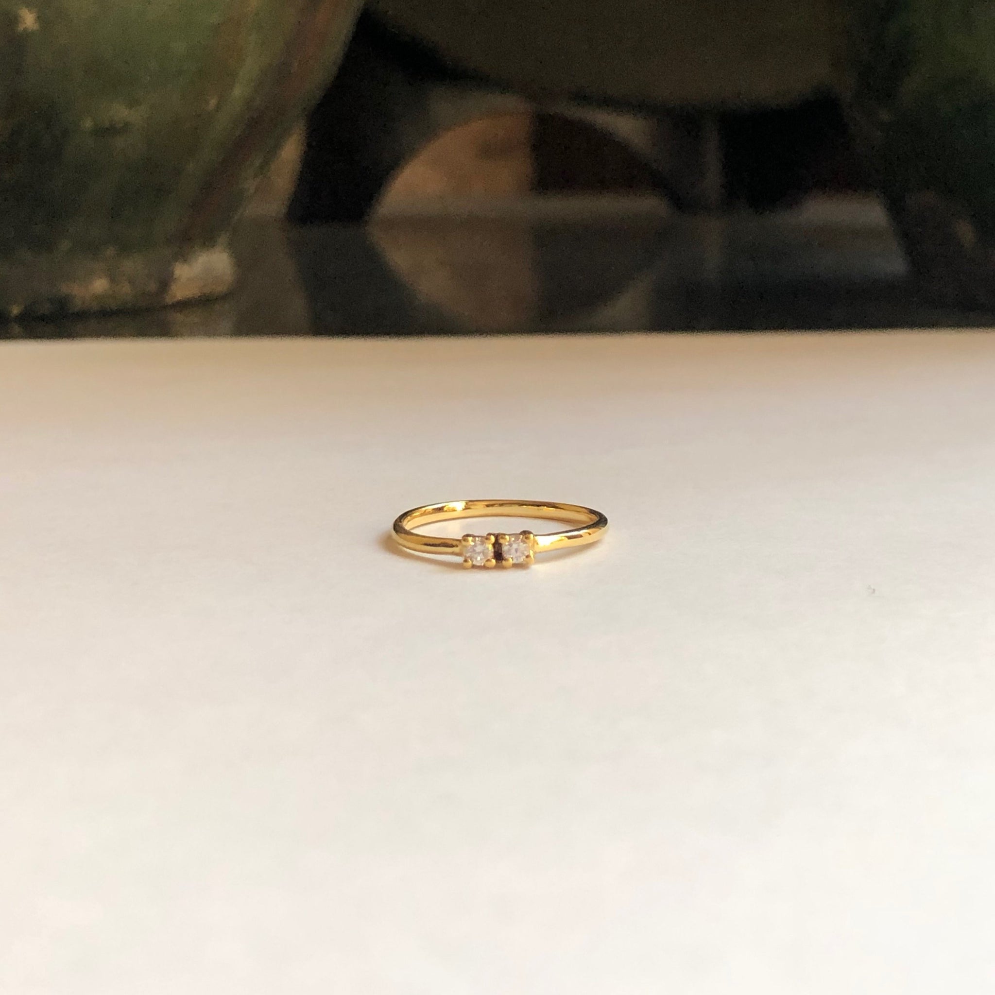 Double Diamond Ring, Solid 14k Gold (5396177780780)