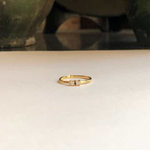Double Diamond Ring, Solid 14k Gold (5396177780780)