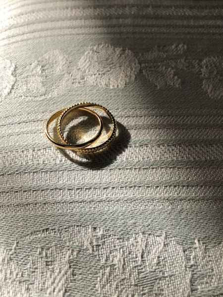 Interlocked Rings (Twist and Round Band), Solid 14k Gold