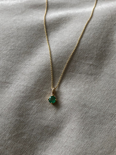 Emerald Pendant Necklace, Solid Gold | ONE-OF-A-KIND