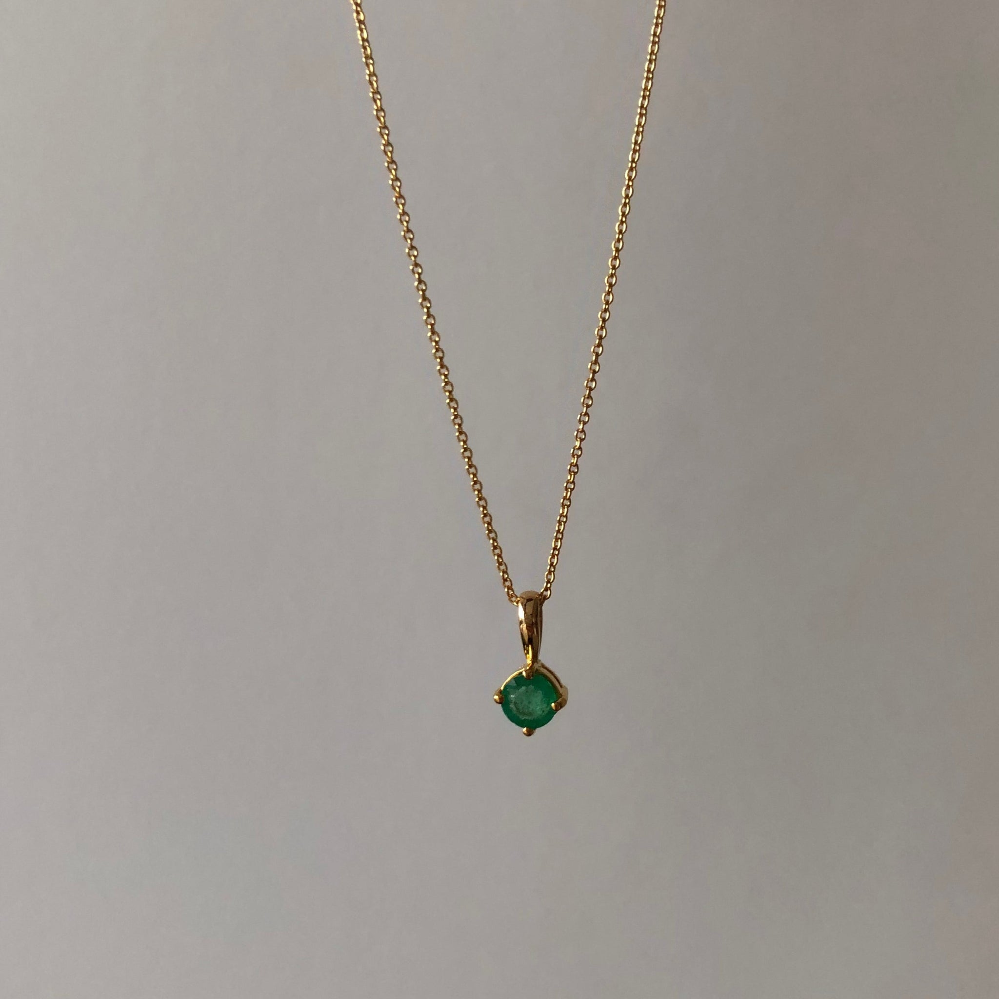 Emerald Pendant Necklace, Solid Gold | ONE-OF-A-KIND