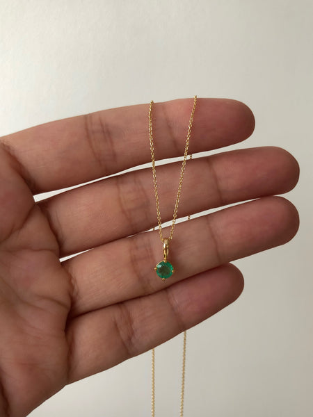 Emerald Pendant Necklace, Solid Gold | ONE-OF-A-KIND