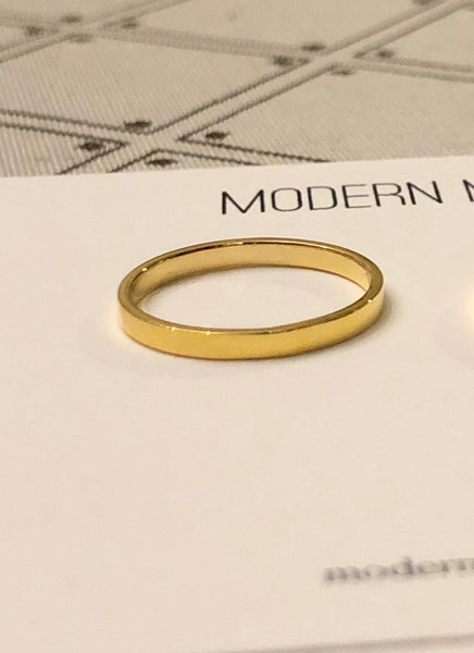 Thin Flat Band Ring, Solid 14k Gold