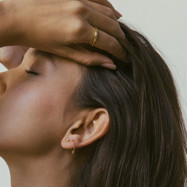 Chain Hoop Earrings, Solid 18k Gold