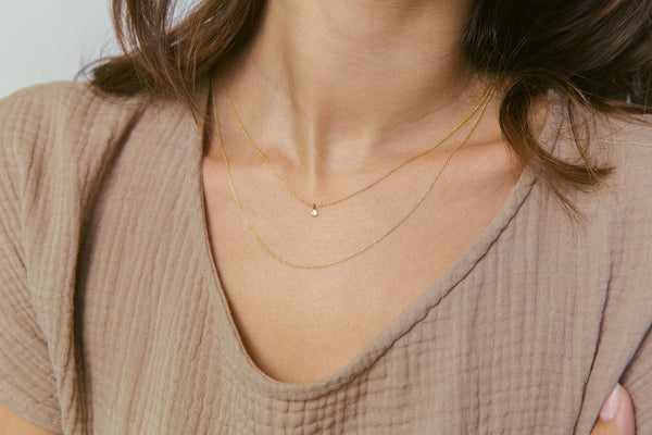 Tiniest Disc Pendant Necklace, Solid Gold