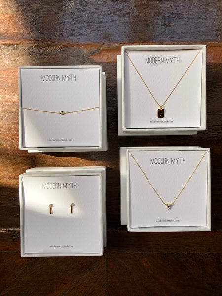 Trio of Diamonds Necklace, Solid 18k Gold (5395354386476)
