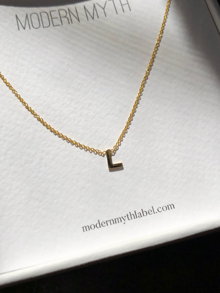 Centered Mini Initial Necklace, Solid 18k Gold