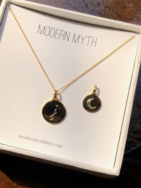 Mini Disc Pendant Necklace, Solid Gold, Free Engraving (5275508998188)